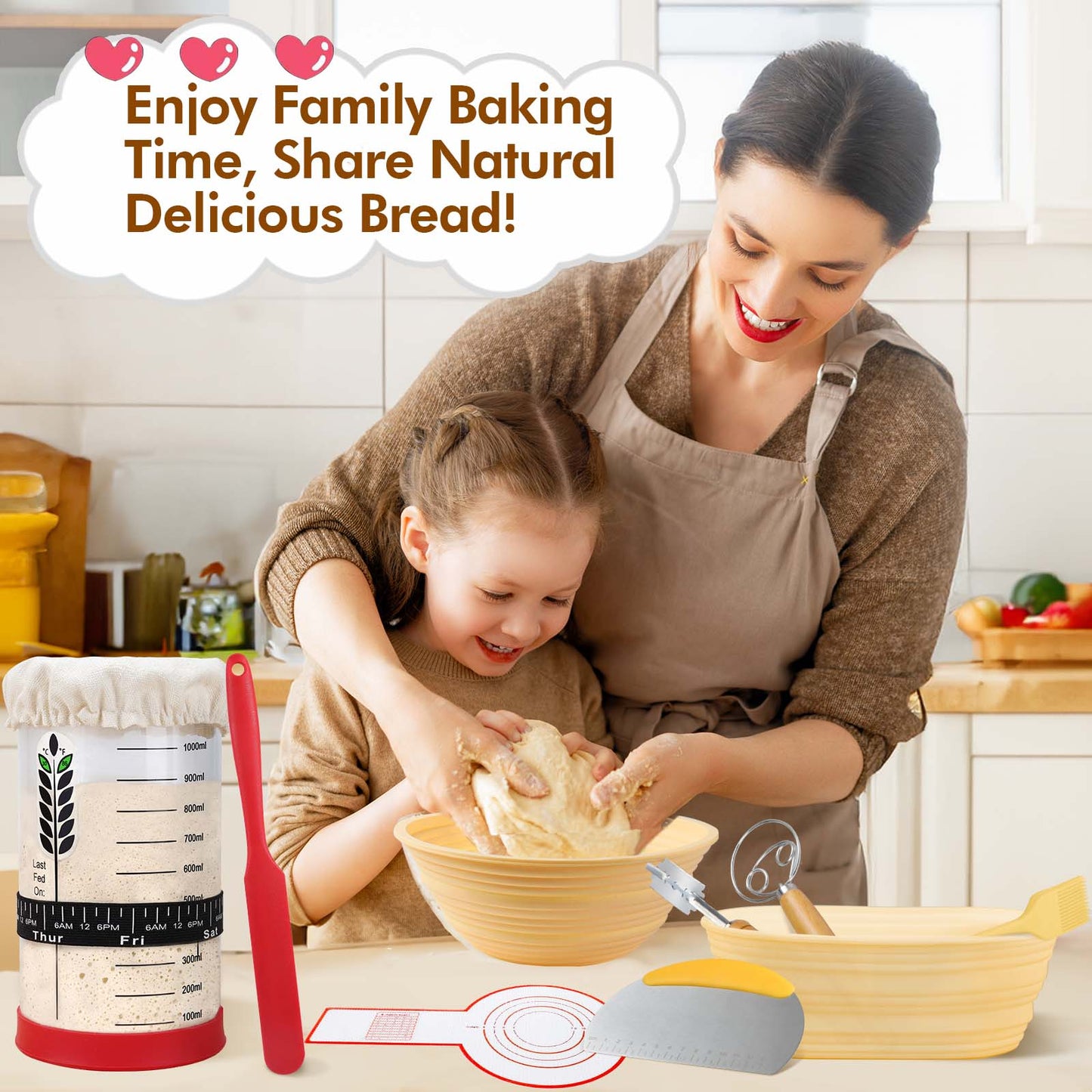 TeeMars BakeEase Sourdough Starter Kit - Durable Complete Sourdough Bread Baking Supplies (18PCS)