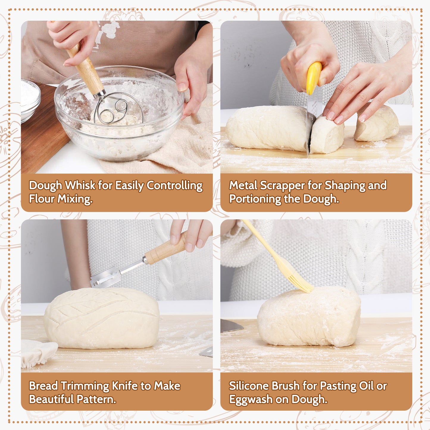 (Year-End Special) TeeMars Sourdough Bread Proofing Baskets Kit - Sourdough Bread Baking Supplies