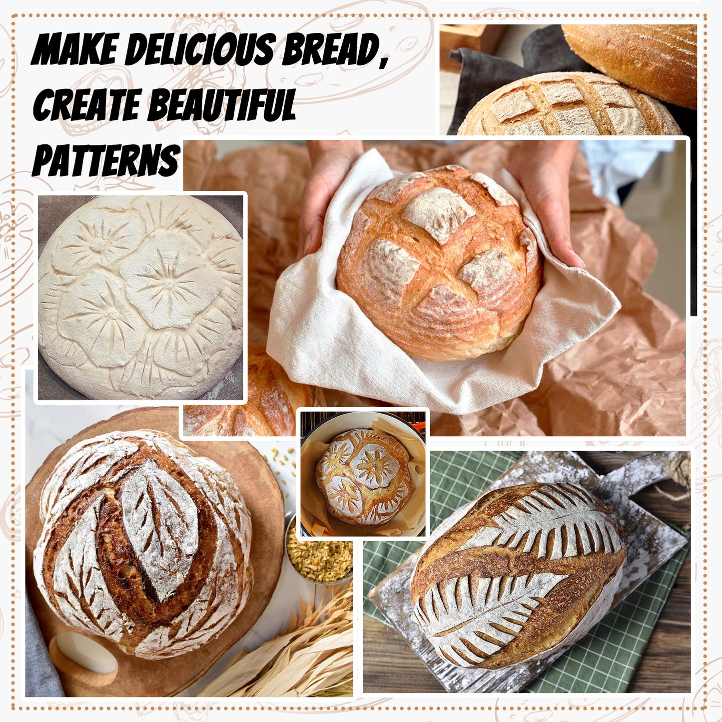 (Year-End Special) TeeMars Sourdough Bread Proofing Baskets Kit - Sourdough Bread Baking Supplies