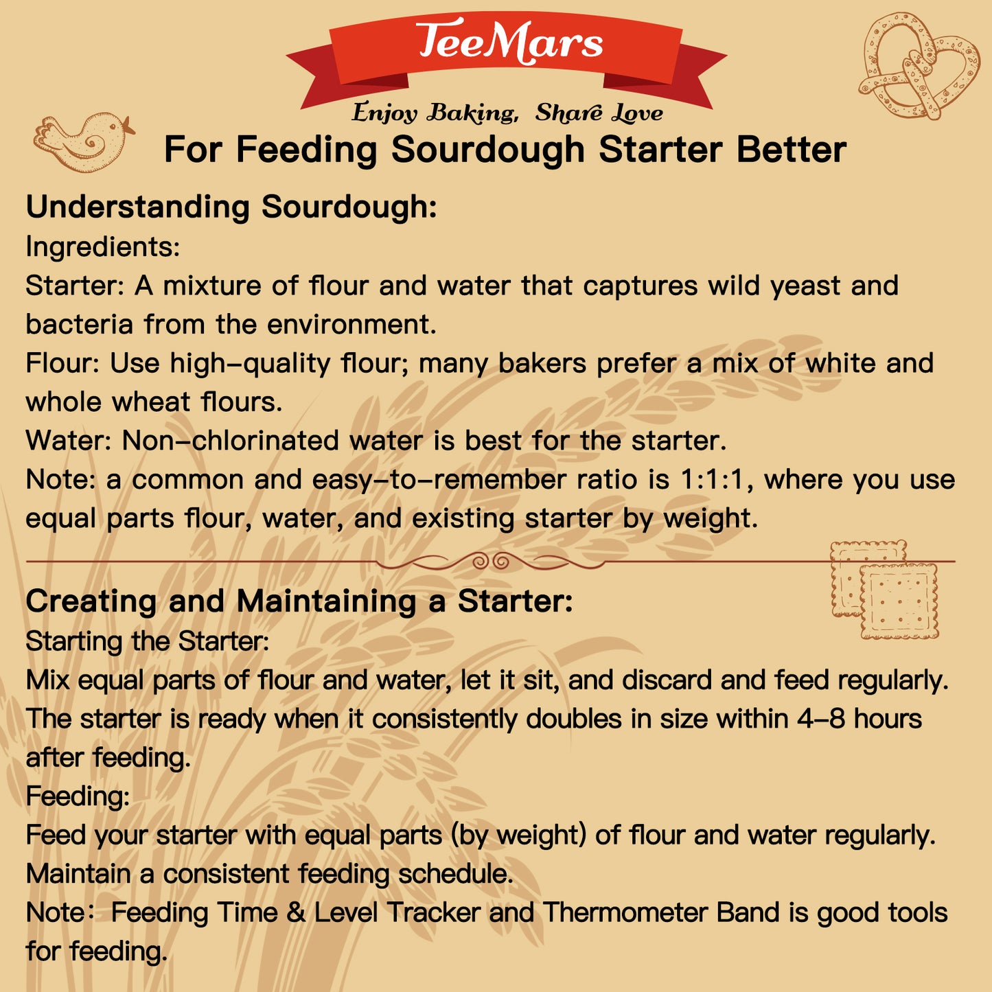 TeeMars Sourdough Starter Kit - 1500ml Sourdough Jar
