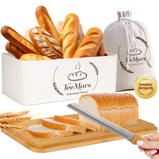 TeeMars Bread Box Kit for Kitchen Countertop - Stainless Steel Bread Storage Box (3PCS)