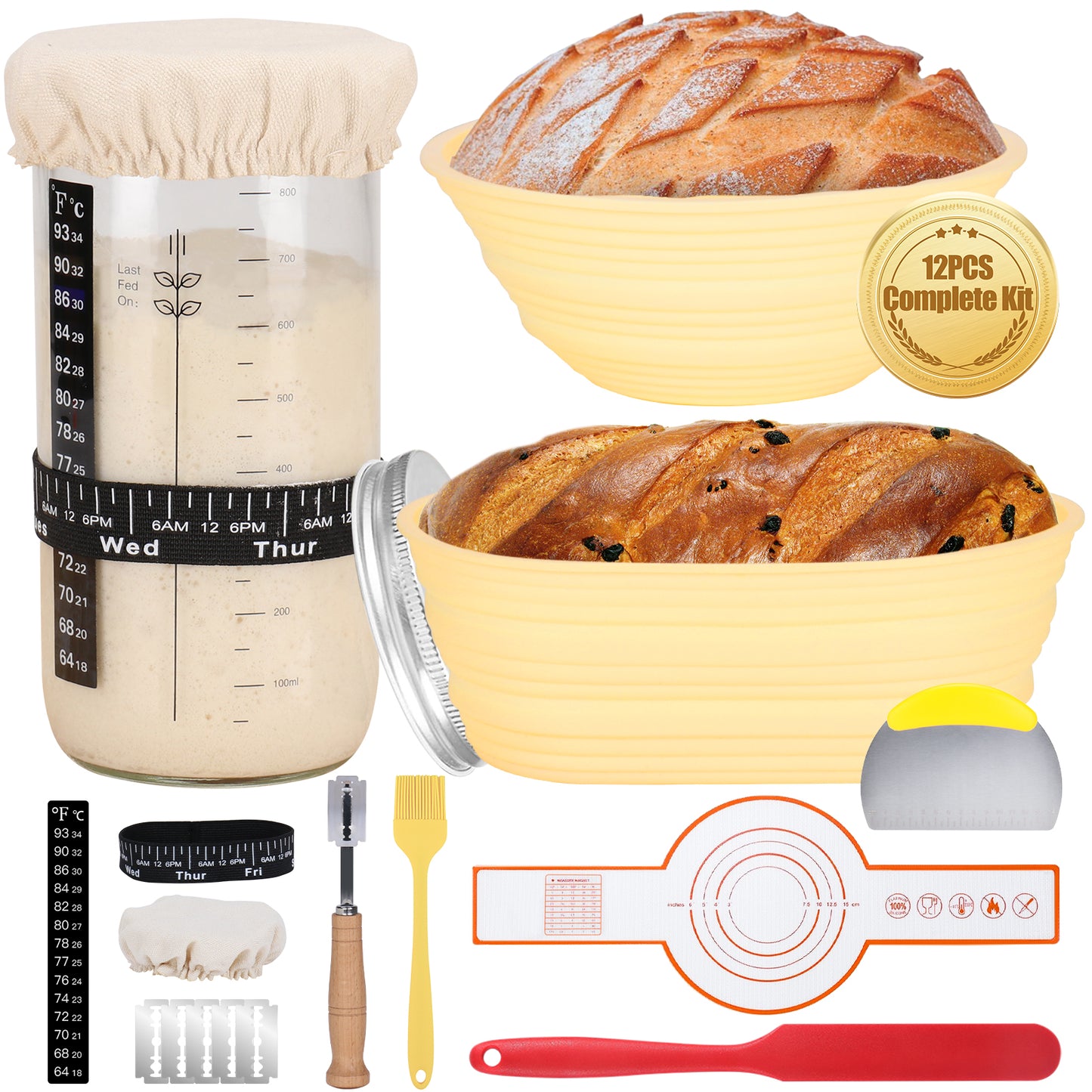 TeeMars Sourdough Starter Kit - Bread Sling for Dutch Oven (12PCS)