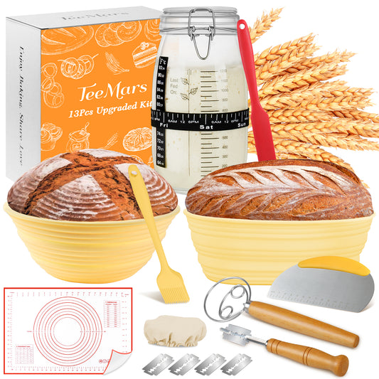 TeeMars Upgraded Sourdough Starter Kit - Durable Complete Sourdough Bread Baking Supplies (13PCS)