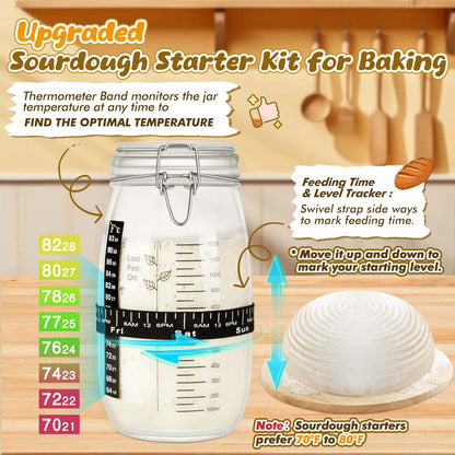 TeeMars Upgraded Sourdough Starter Kit - Durable Complete Sourdough Bread Baking Supplies (13PCS)