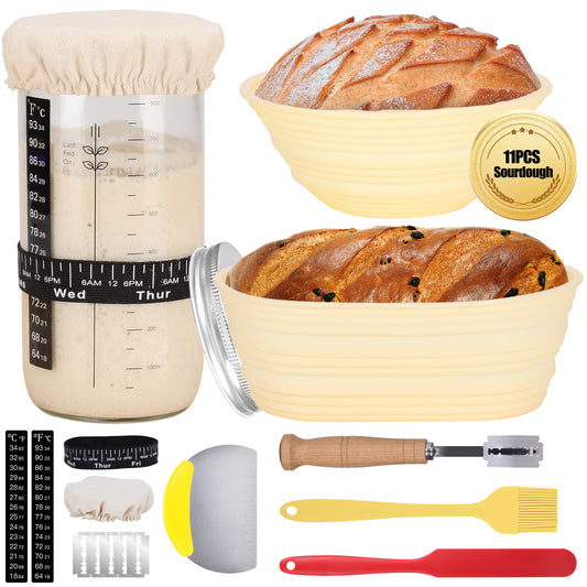 TeeMars Sourdough Starter Kit - Durable Complete Sourdough Bread Baking Supplies (11PCS)